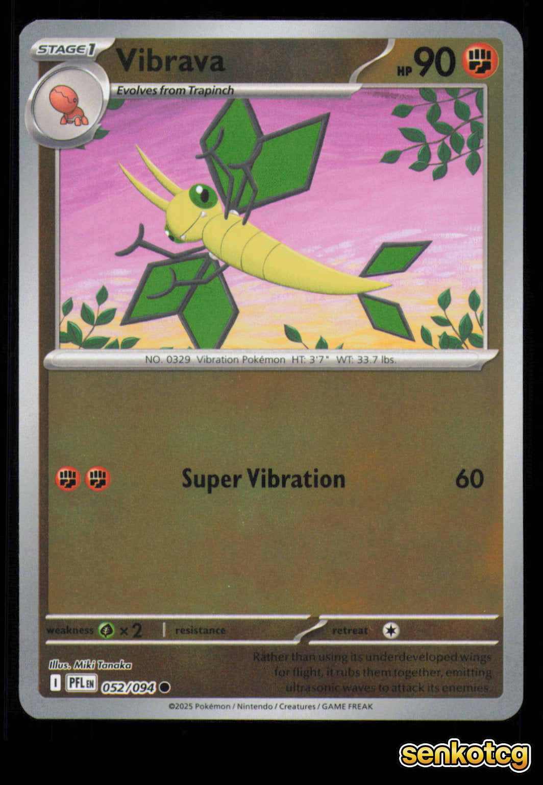 🎴 Vibrava 052/094 Reverse Holo Phantasmal Flames NM 🎨 Tanaka