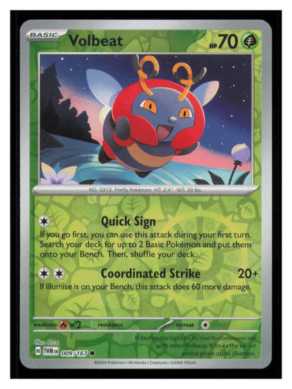 🎴 Volbeat 009/167 Reverse Holo Twilight Masquerade NM 🎨 Orca