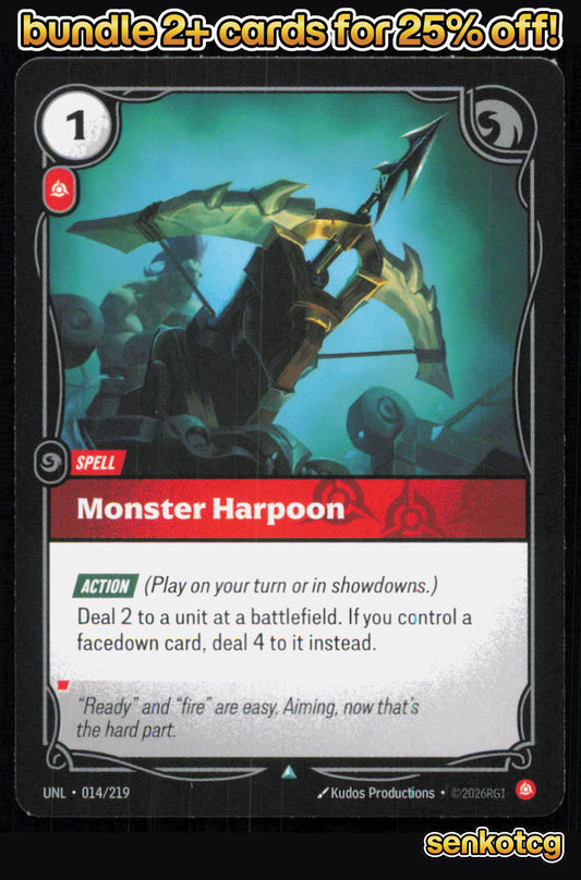 🎴 Monster Harpoon 014/219 Uncommon Unleashed NM