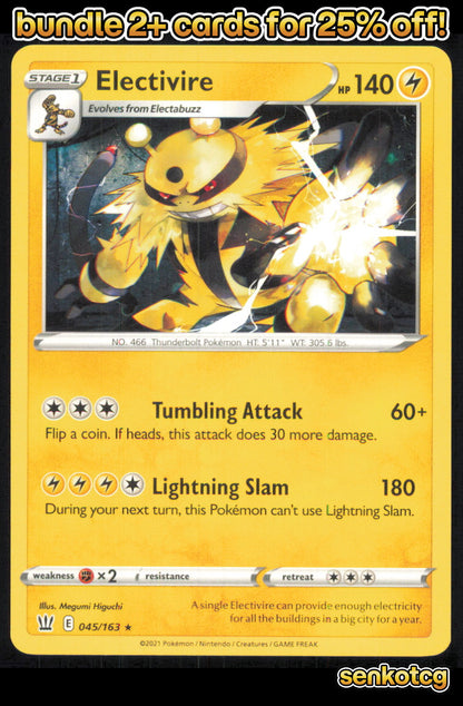 🎴 Electivire 045/163 Rare Battle Styles NM