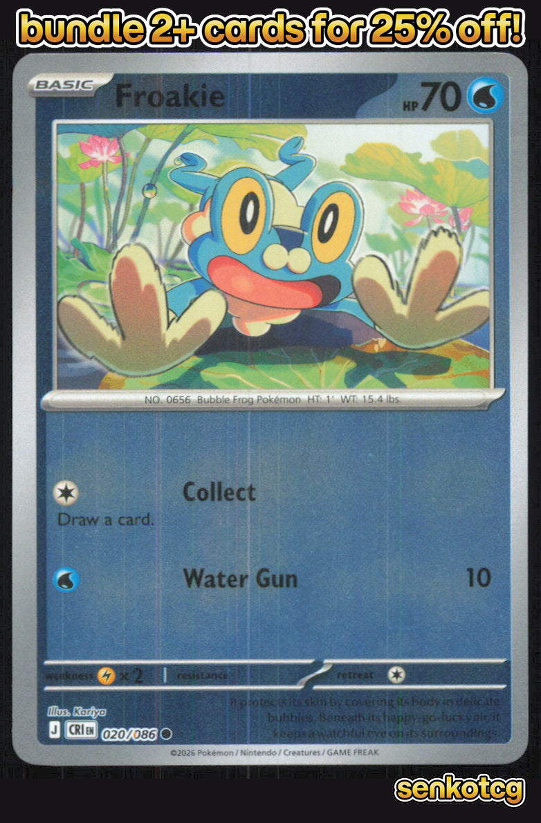 🎴 Froakie 020/086 Common Reverse Holo Chaos Rising NM 🎨 Kariya