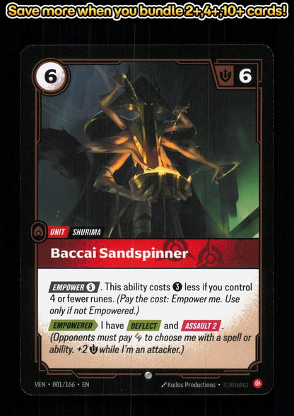 🎴 Baccai Sandspinner 001/166 Common Vendetta NM 🎨 Productions