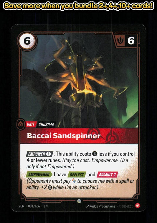 🎴 Baccai Sandspinner 001/166 Common Vendetta NM 🎨 Productions