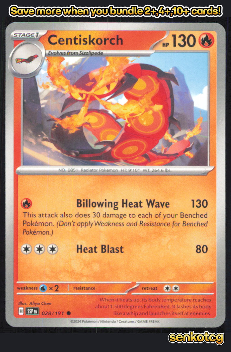 🎴 Centiskorch 028/191 Common Surging Sparks NM 🎨 Chen