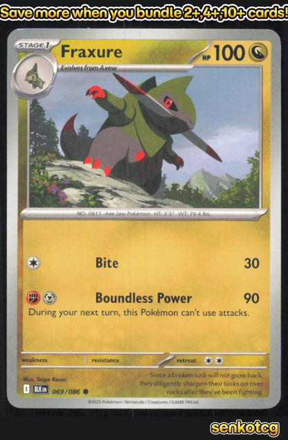 🎴 Fraxure 069/086 Common Black Bolt NM 🎨 Kasai