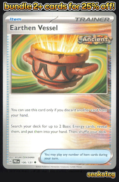 🎴 Earthen Vessel 106/131 Uncommon Prismatic Evolutions NM 🎨 ODASHIMA