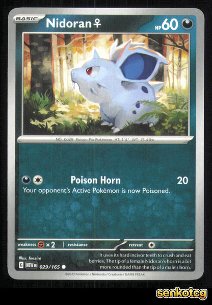 🎴 Nidoran F 029/165 151 NM 🎨 Teeziro