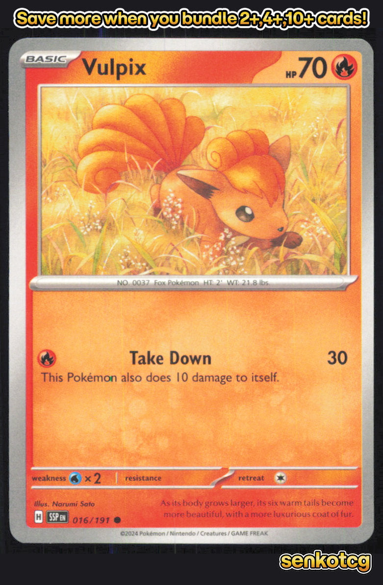 🎴 Vulpix 016/191 Common Surging Sparks NM 🎨 Sato