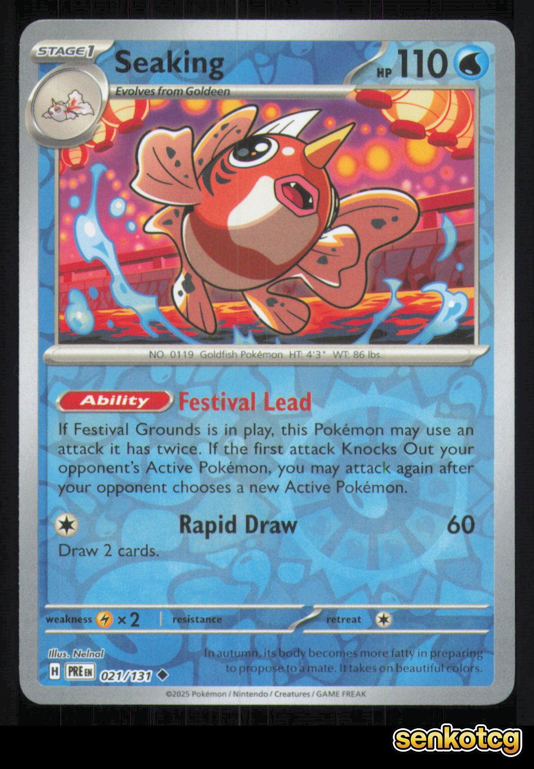 🎴 Seaking 021/131 Reverse Holo Prismatic Evolutions NM 🎨 Nelnal