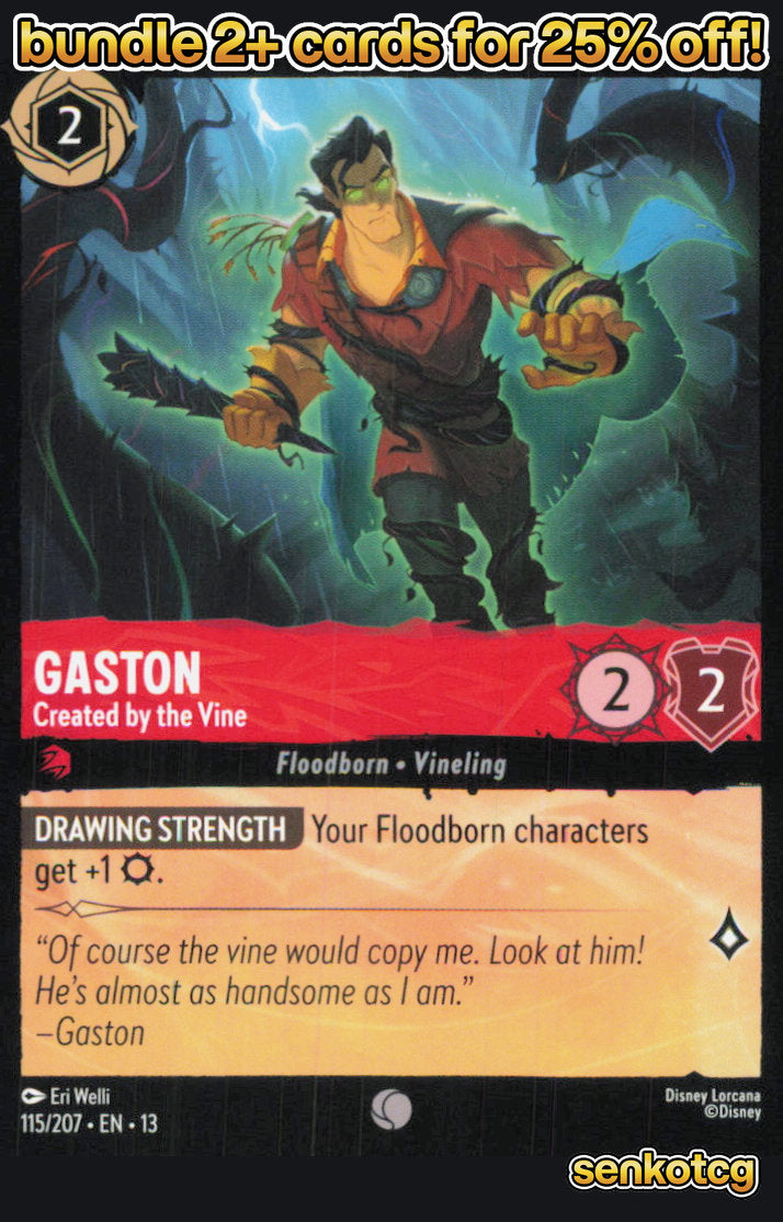 🎴 Gaston - Created by the Vine 115/204 Common Attack of the Vine! NM