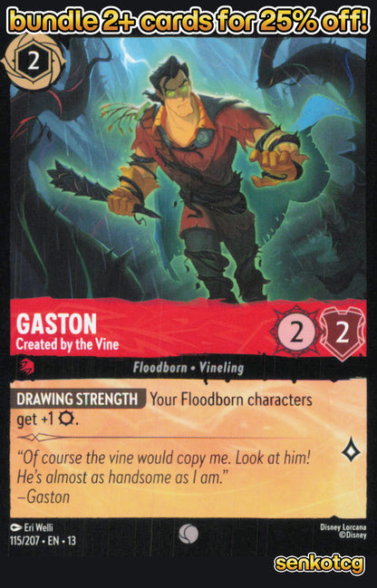 🎴 Gaston - Created by the Vine 115/204 Common Attack of the Vine! NM