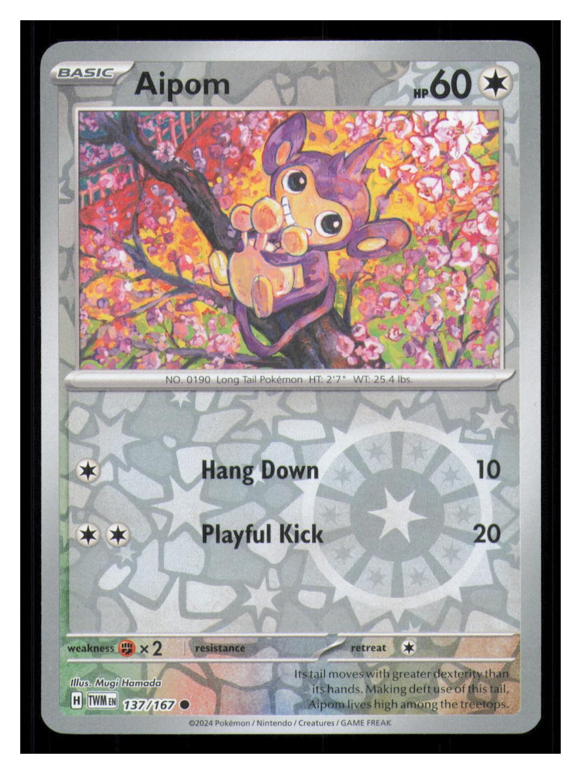 🎴 Aipom 137/167 Reverse Holo Twilight Masquerade NM 🎨 Hamada