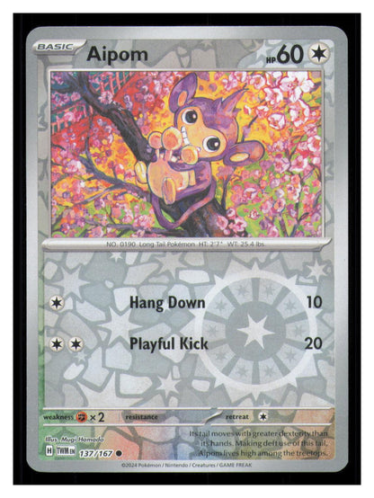 🎴 Aipom 137/167 Reverse Holo Twilight Masquerade NM 🎨 Hamada