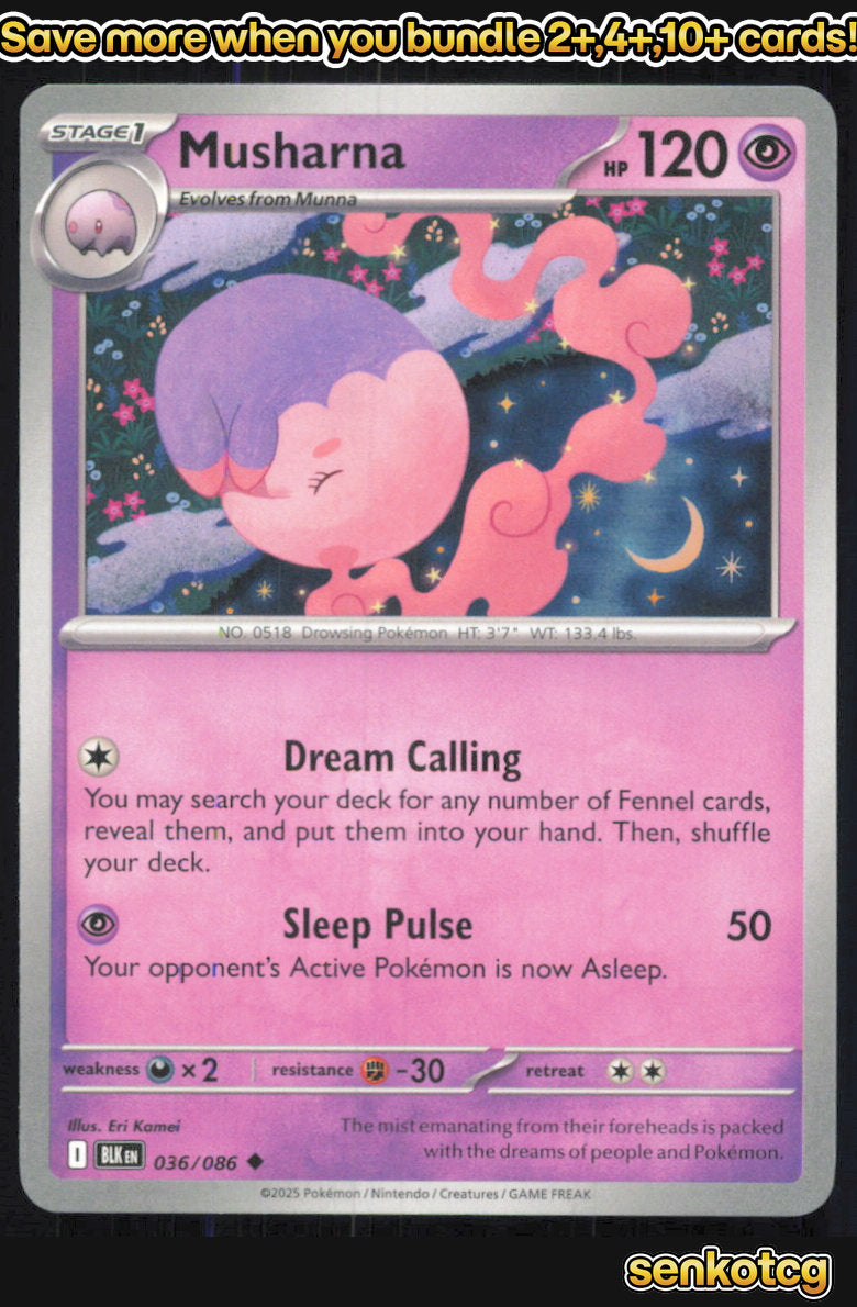🎴 Musharna 036/086 Uncommon Black Bolt NM 🎨 Kamei