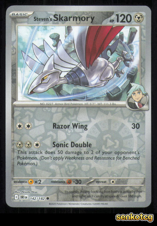🎴 Steven's Skarmory 142/182 Reverse Holo Destined Rivals NM 🎨 Niso