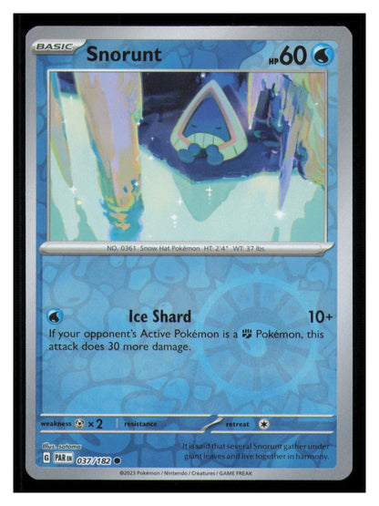 🎴 Snorunt 037/182 Reverse Holo Paradox Rift Pokemon NM