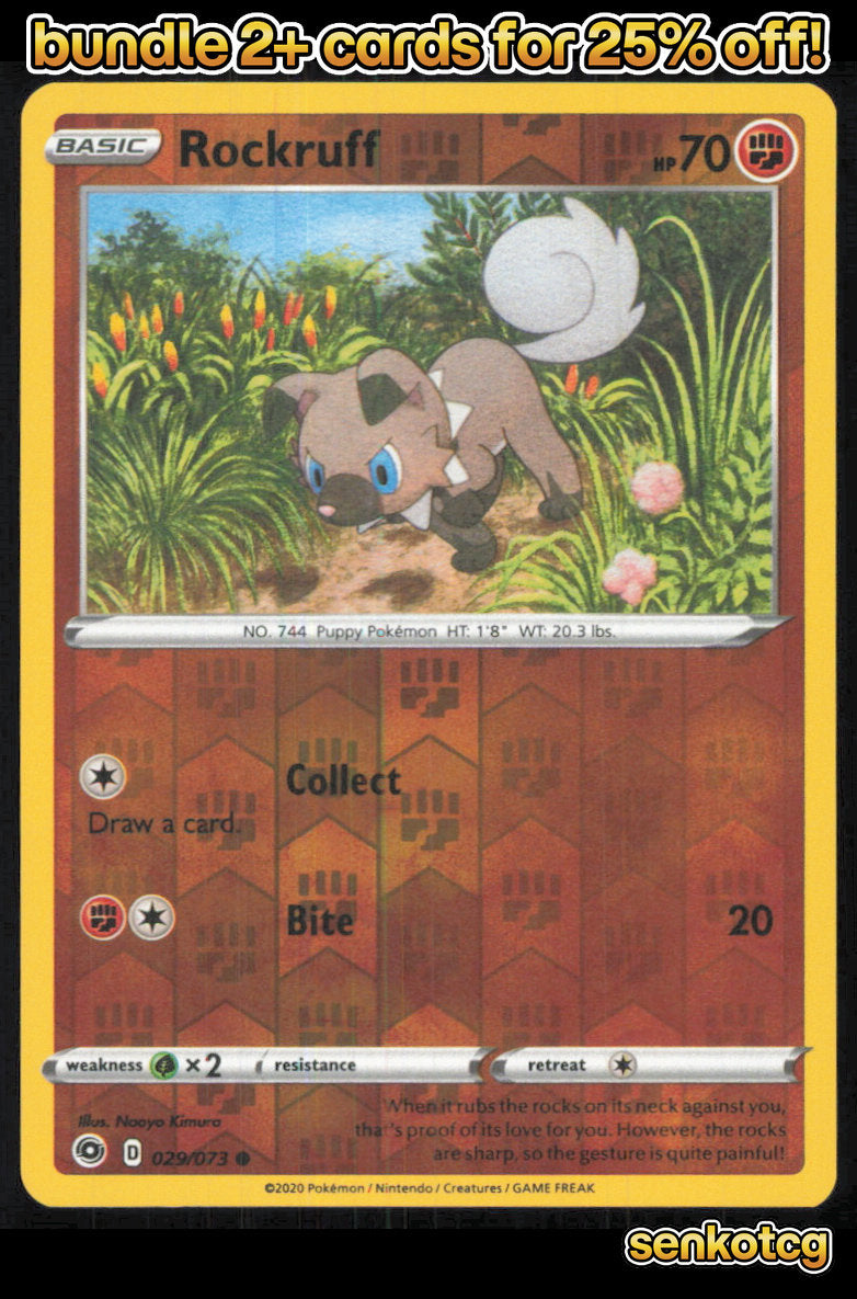 🎴 Rockruff 029/073 Common Reverse Holo Champion's Path NM