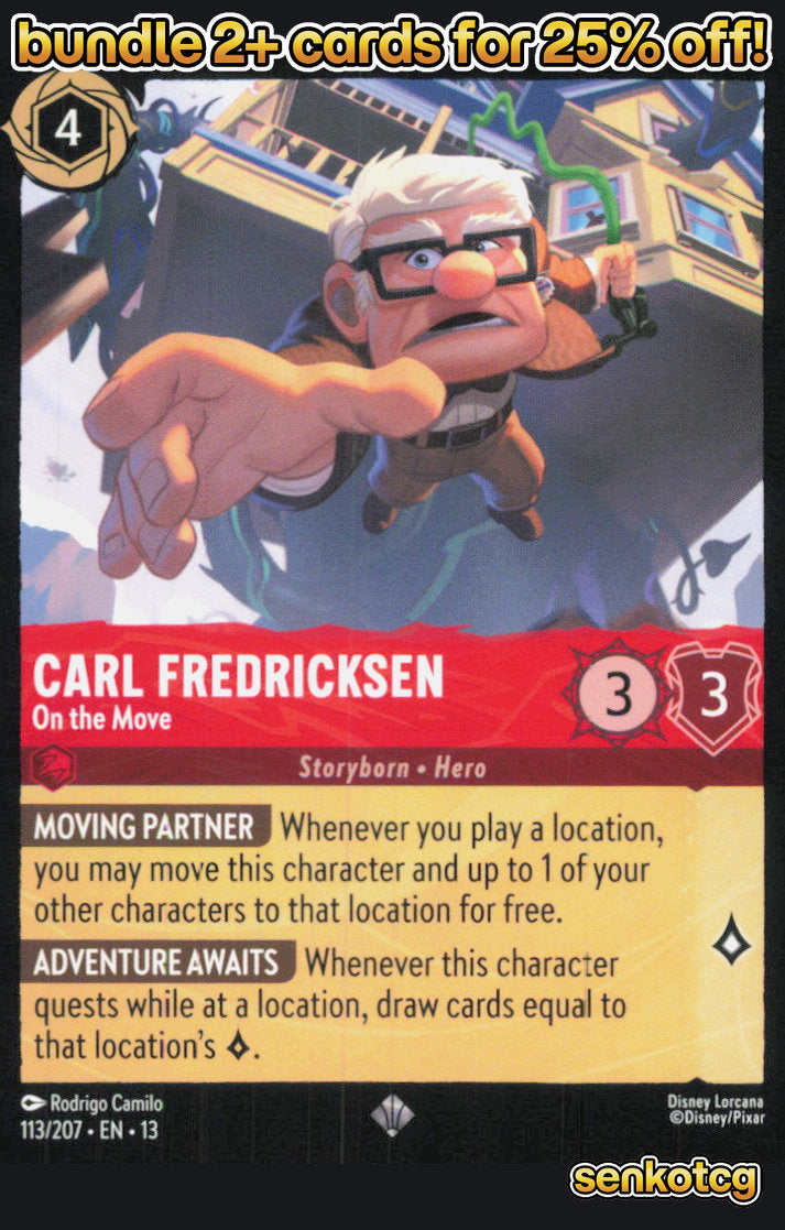 🎴 Carl Fredricksen - On the Move 113/204 Super Rare Attack of the Vine! NM