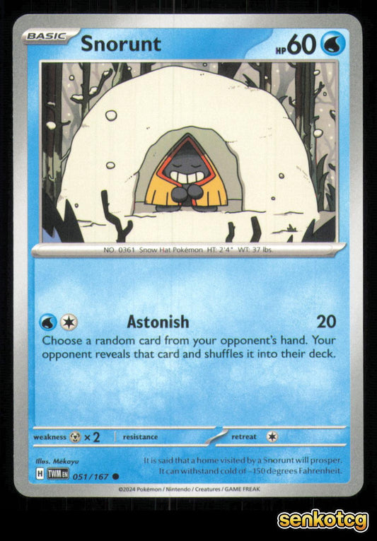 🎴 Snorunt 051/167 Common Twilight Masquerade NM