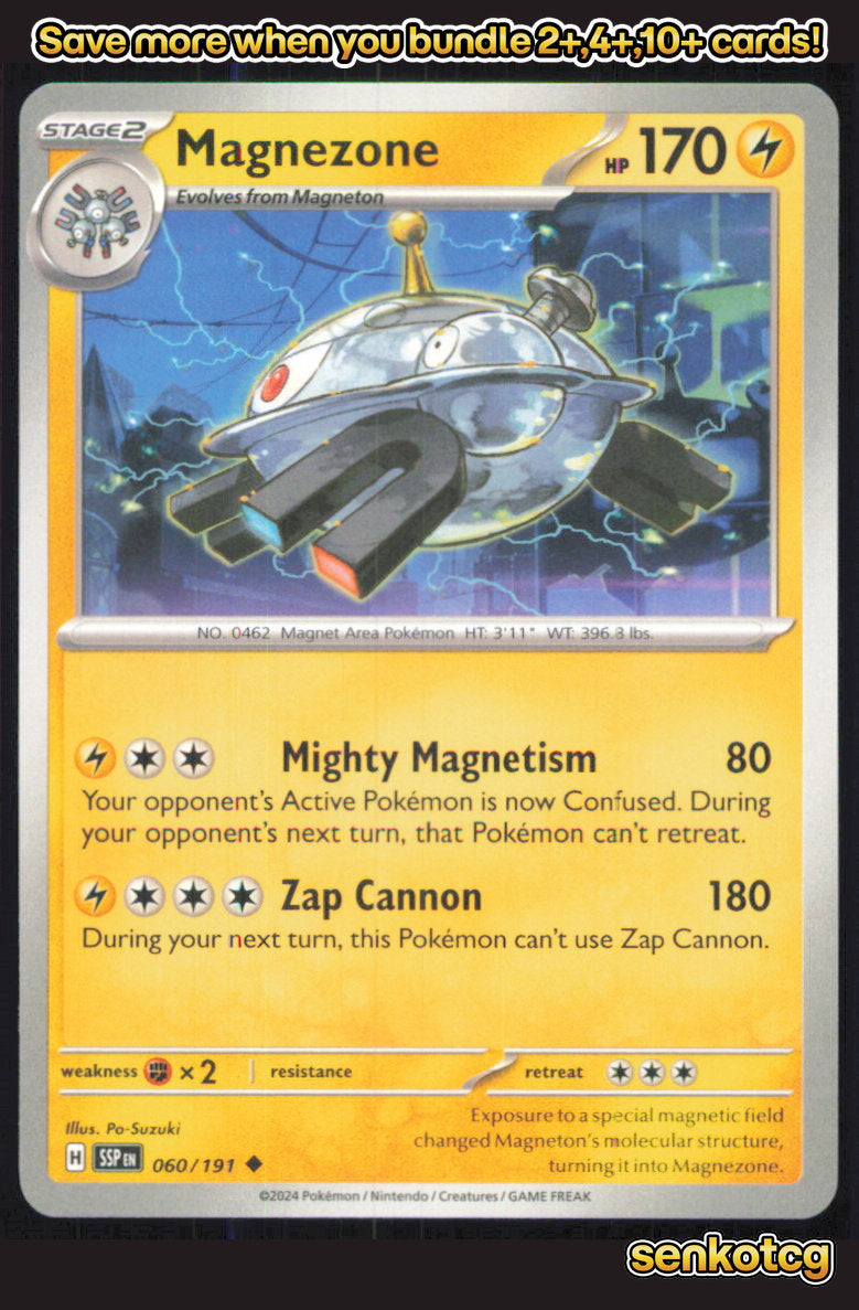 🎴 Magnezone 060/191 Uncommon Surging Sparks NM 🎨 Po-Suzuki