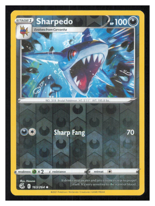 🎴 Sharpedo 163/264 Uncommon Reverse Holo Fusion Strike NM