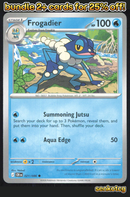 🎴 Frogadier 021/086 Common Chaos Rising NM 🎨 Nelnal