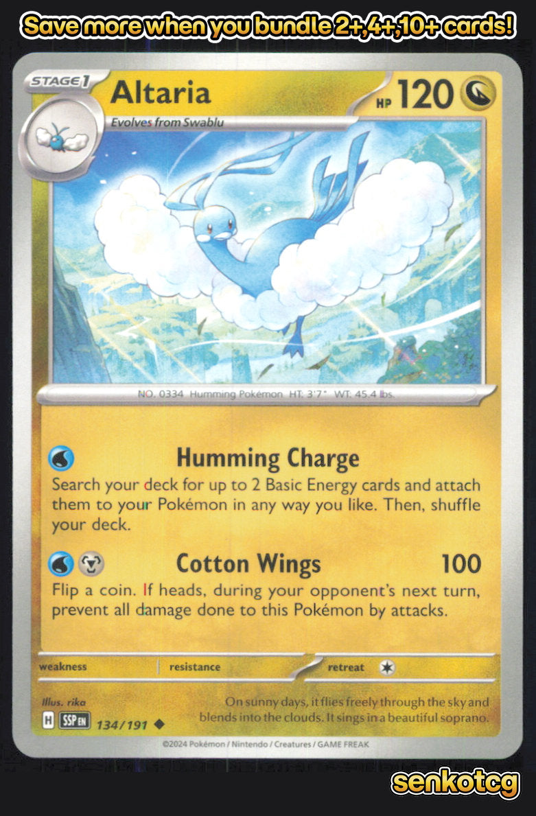 🎴 Altaria 134/191 Uncommon Surging Sparks NM 🎨 rika