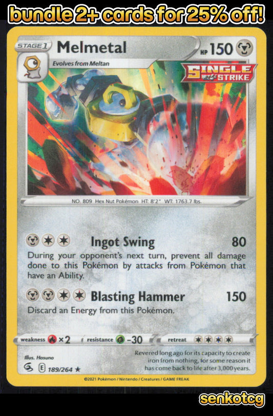 🎴 Melmetal 189/264 Rare Fusion Strike NM