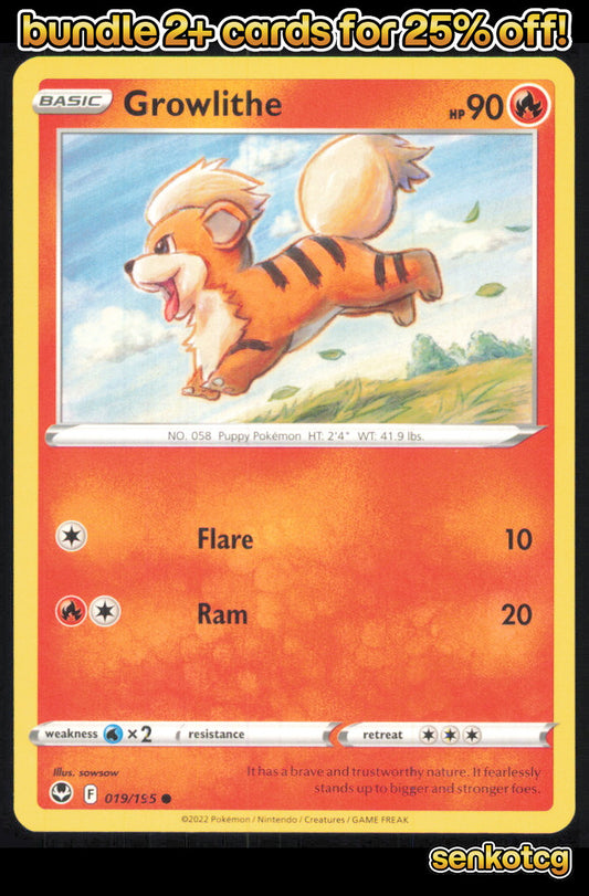 🎴 Growlithe 019/195 Common Silver Tempest NM