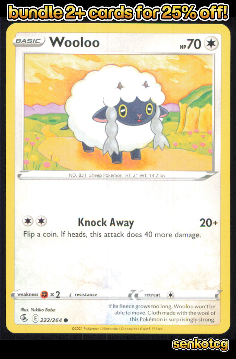 🎴 Wooloo 222/264 Common Fusion Strike NM