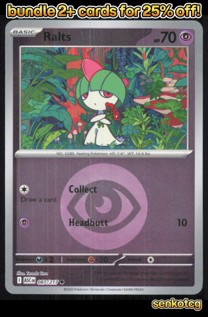 🎴 Ralts (Energy Symbol Pattern) 087/217 Reverse Holo ASC Ascended Heroes NM