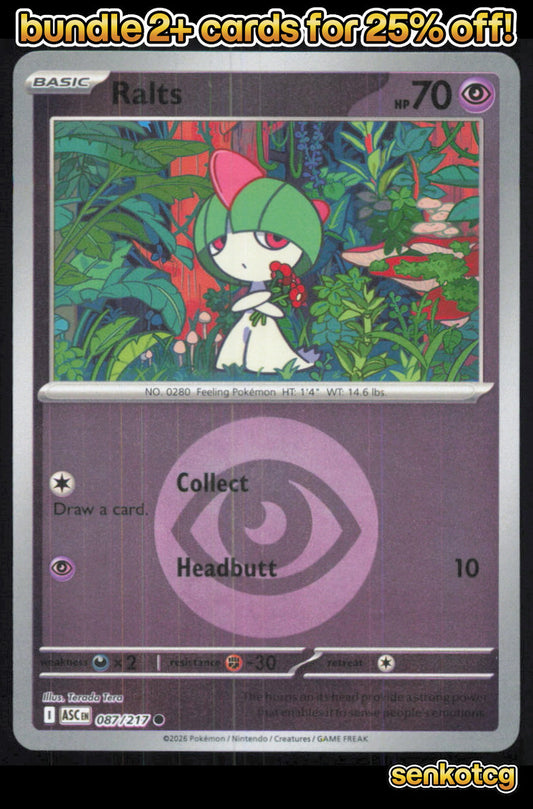 🎴 Ralts (Energy Symbol Pattern) 087/217 Reverse Holo ASC Ascended Heroes NM