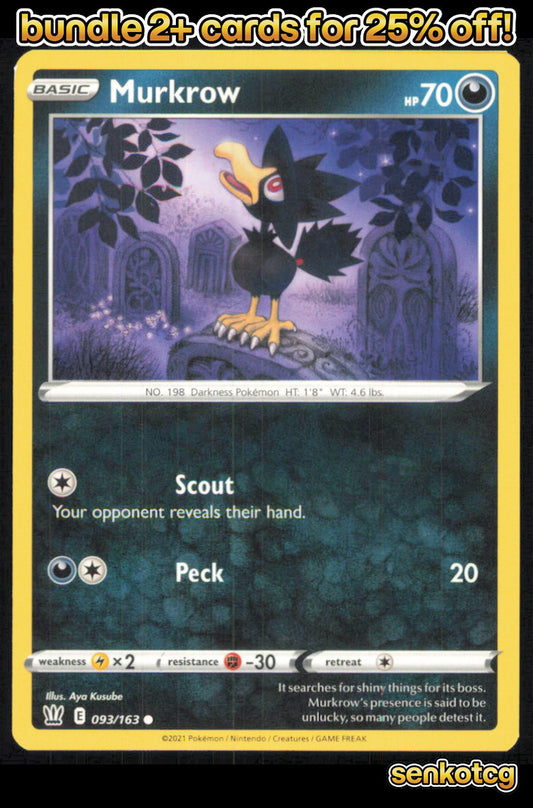 🎴 Murkrow 093/163 Common Battle Styles NM