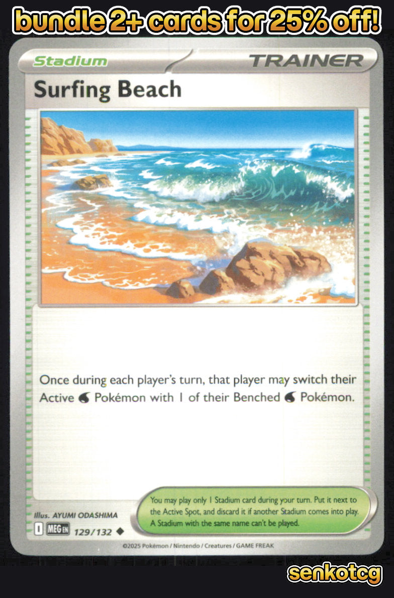 🎴 Surfing Beach 129/132 Uncommon Mega Evolution NM