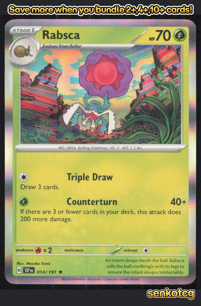 🎴 Rabsca 014/191 Rare Holo Surging Sparks NM 🎨 Tomii
