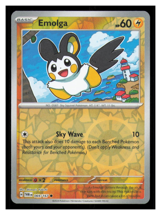 🎴 Emolga 069/167 Reverse Holo Twilight Masquerade NM 🎨 Yukichi