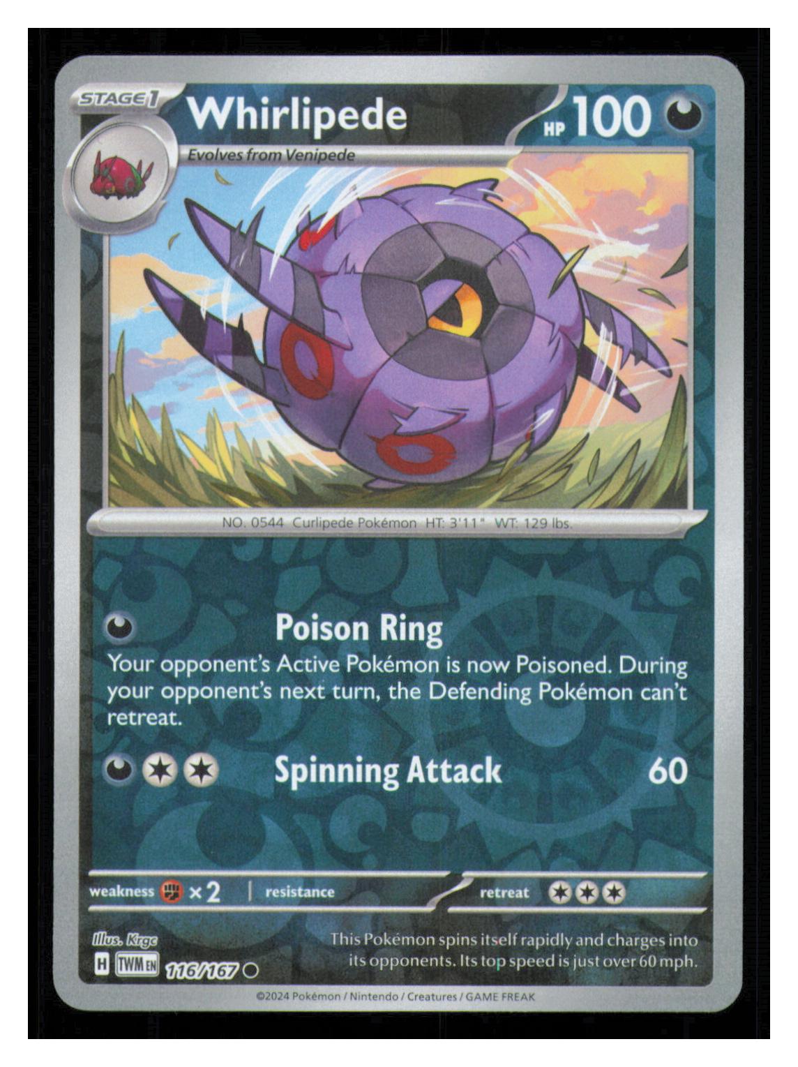 🎴 Whirlipede 116/167 Reverse Holo Twilight Masquerade NM 🎨 Krgc