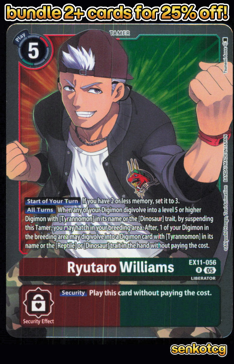 🎴 Ryutaro Williams EX11-056 R Rare Foil Dawn of Liberator NM