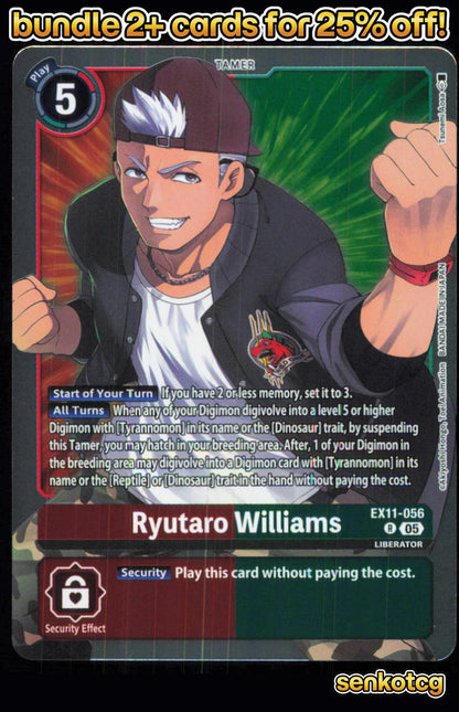 🎴 Ryutaro Williams EX11-056 R Rare Foil Dawn of Liberator NM