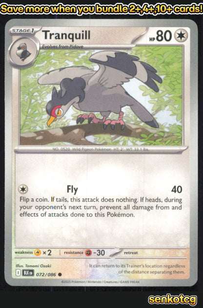 🎴 Tranquill 072/086 Common Black Bolt NM 🎨 Ozaki