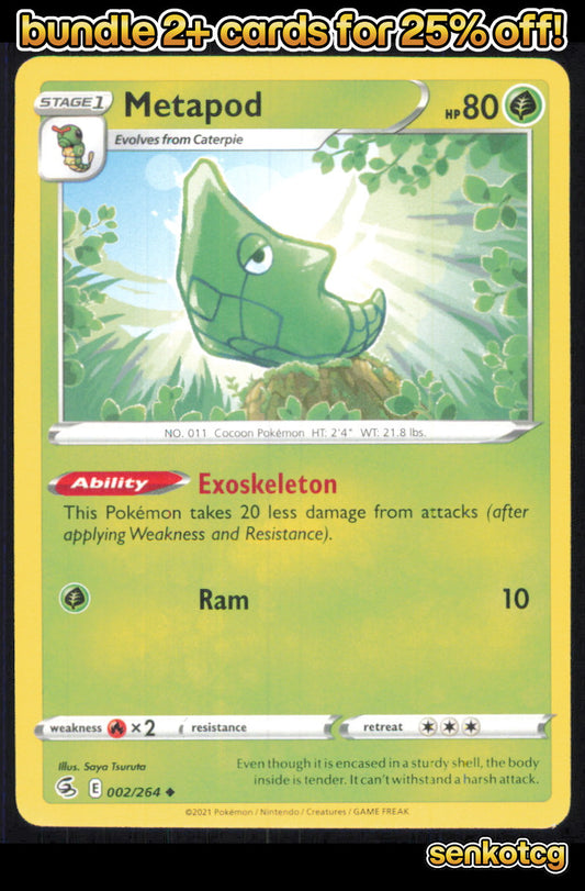 🎴 Metapod 002/264 Uncommon Fusion Strike NM