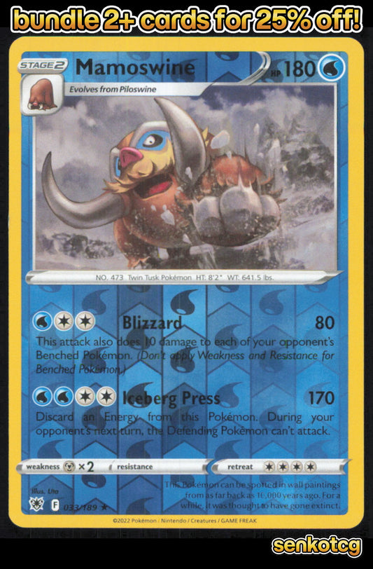 🎴 Mamoswine 033/189 Rare Reverse Holo Astral Radiance NM