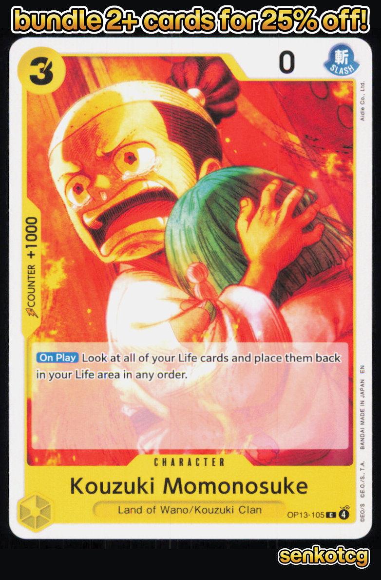 🎴 Kouzuki Momonosuke OP13-105 Common Carrying On His Will NM