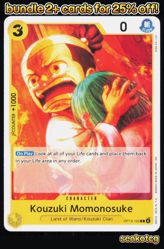🎴 Kouzuki Momonosuke OP13-105 Common Carrying On His Will NM
