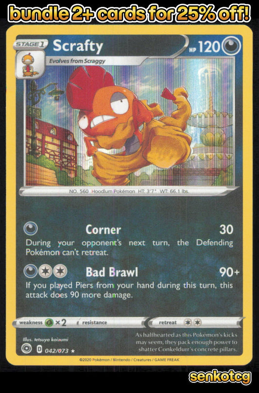 🎴 Scrafty 042/073 Rare Champion's Path NM