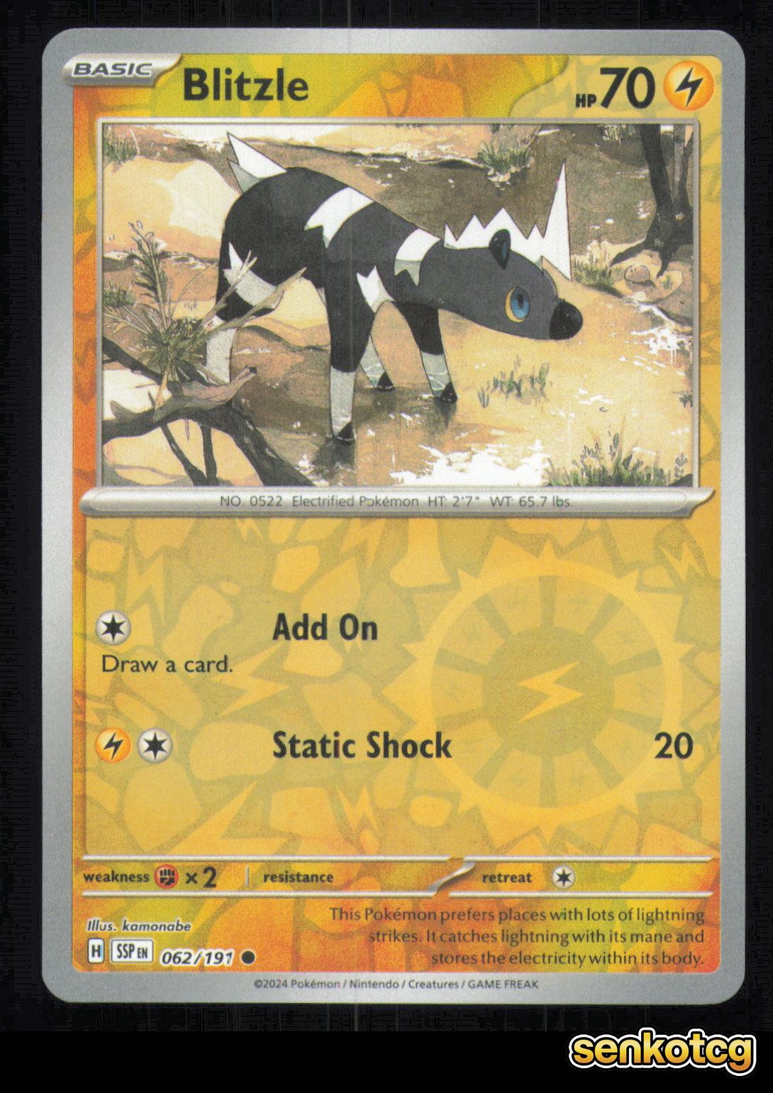 🎴 Blitzle 062/191 Reverse Holo Surging Sparks NM 🎨 kamonabe
