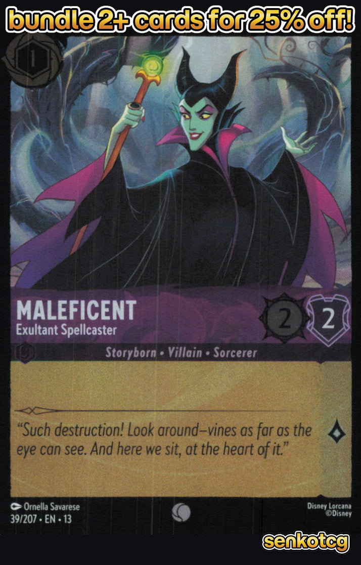 🎴 Maleficent - Exultant Spellcaster 39/204 Cold Foil Attack of the Vine! NM