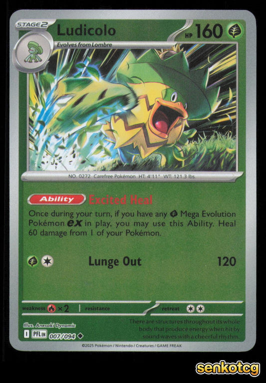 🎴 Ludicolo 007/094 Reverse Holo Phantasmal Flames NM 🎨 Dynamic