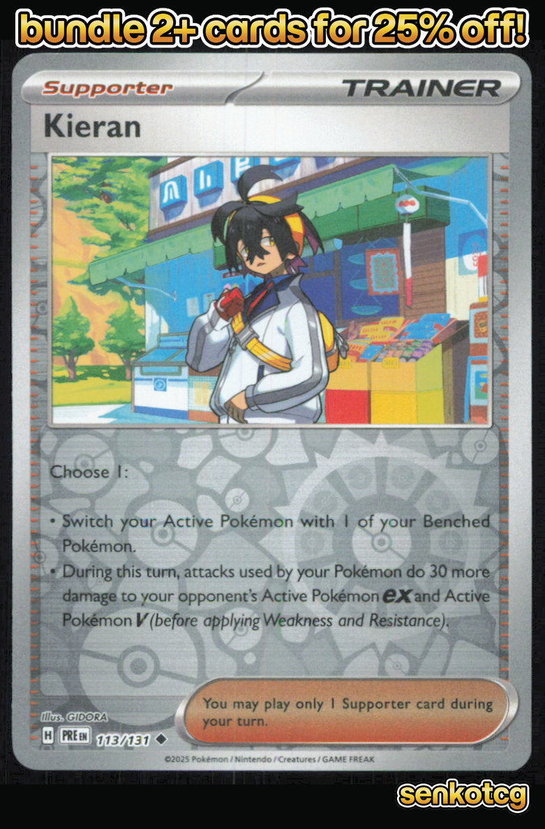 🎴 Kieran 113/131 Uncommon Reverse Holo Prismatic Evolutions NM 🎨 Suzuki