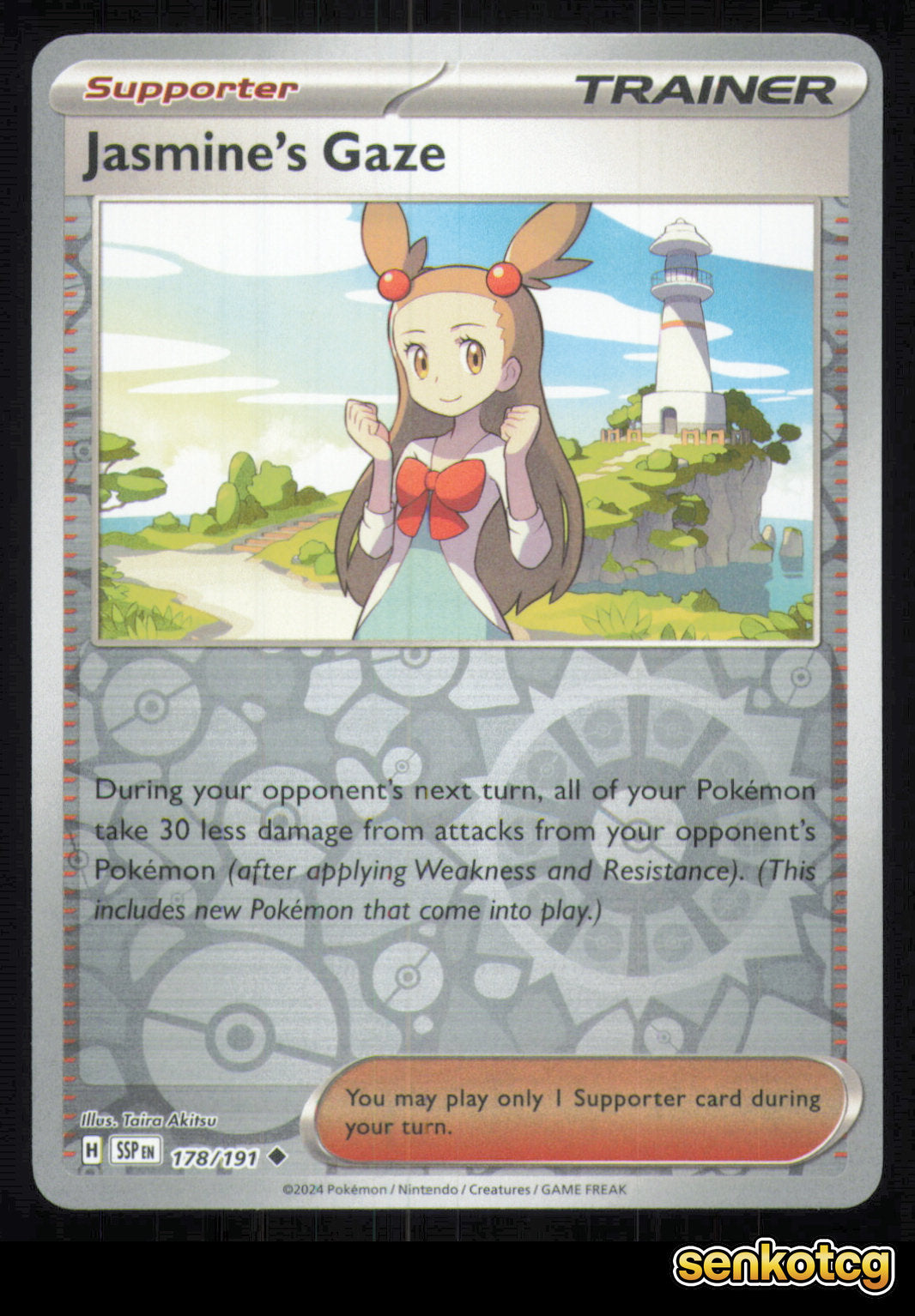 🎴 Jasmine's Gaze 178/191 Reverse Holo Surging Sparks NM 🎨 Akitsu